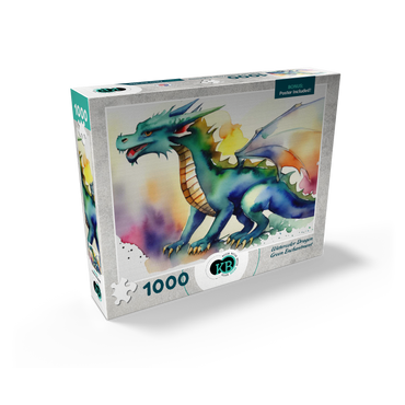 Abstract Watercolor Dragon Green Enchantment Fantasy Canvas 1000 Jigsaw Puzzle box view2