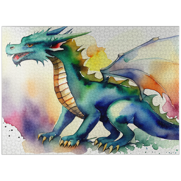 puzzleplate Abstract Watercolor Dragon Green Enchantment Fantasy Canvas 1000 Jigsaw Puzzle