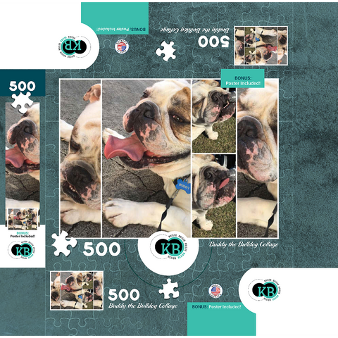 Animal Photography: Buddy the Bulldog Collage 500 Jigsaw Puzzle box 3D Modell