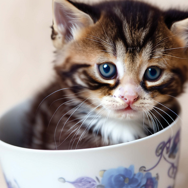 Animal Photography: Kitten In A Tea Cup 1000 Jigsaw Puzzle 3D Modell