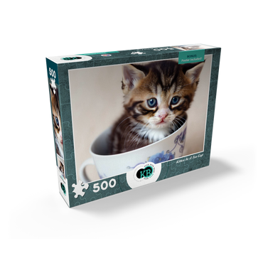 Animal Photography: Kitten In A Tea Cup 500 Jigsaw Puzzle box view2