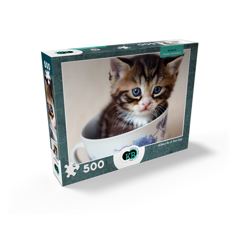 Animal Photography: Kitten In A Tea Cup 500 Jigsaw Puzzle box view2