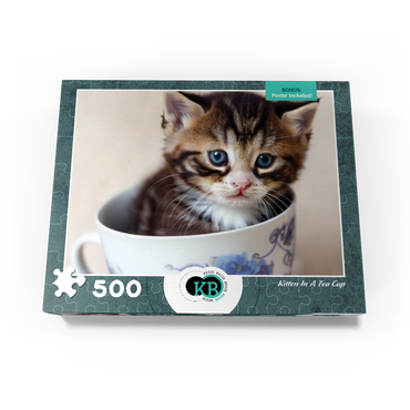 Animal Photography: Kitten In A Tea Cup 500 Jigsaw Puzzle box view3