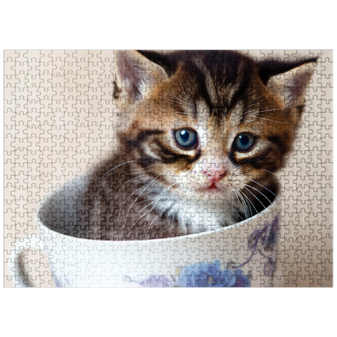 puzzleplate Animal Photography: Kitten In A Tea Cup 500 Jigsaw Puzzle