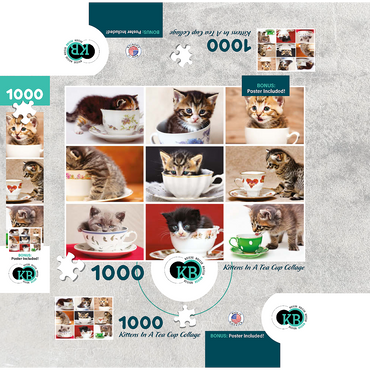 Animal Photography: Kittens In A Tea Cup Collage 1000 Jigsaw Puzzle box 3D Modell