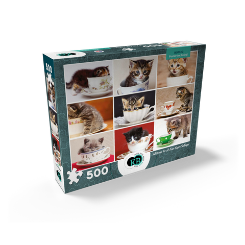 Animal Photography: Kittens In A Tea Cup Collage 500 Jigsaw Puzzle box view2