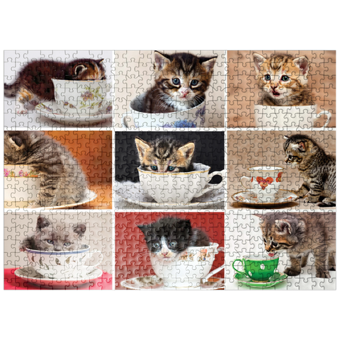 puzzleplate Animal Photography: Kittens In A Tea Cup Collage 500 Jigsaw Puzzle