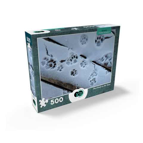 Animal Photography: Cat Purrprints In The Snow 500 Jigsaw Puzzle box view2