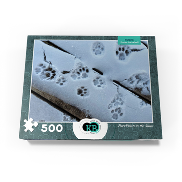 Animal Photography: Cat Purrprints In The Snow 500 Jigsaw Puzzle box view3