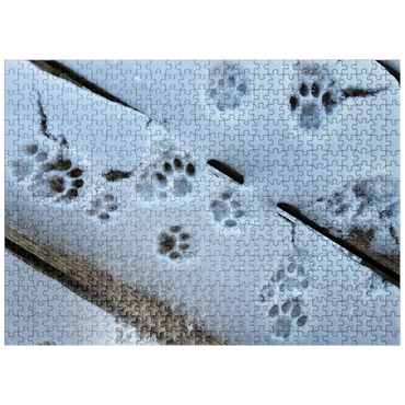 puzzleplate Animal Photography: Cat Purrprints In The Snow 500 Jigsaw Puzzle