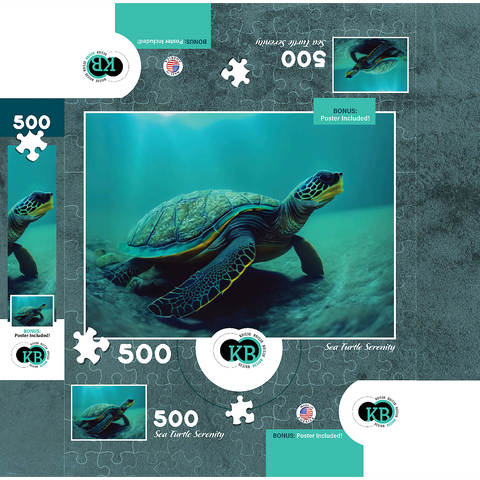 Sea Life Photography: Sea Turtle Serenity 500 Jigsaw Puzzle box 3D Modell