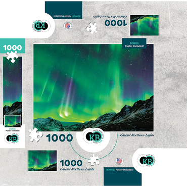 Nature Photography: Glacial Northern Lights 1000 Jigsaw Puzzle box 3D Modell