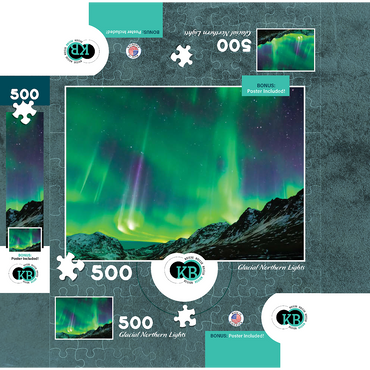 Nature Photography: Glacial Northern Lights 500 Jigsaw Puzzle box 3D Modell