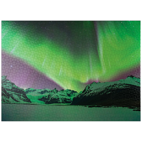 puzzleplate Nature Photography: Northern Lights Mountain Lights Majesty 1000 Jigsaw Puzzle