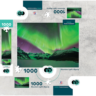 Nature Photography: Northern Lights Mountain Lights Majesty 1000 Jigsaw Puzzle box 3D Modell