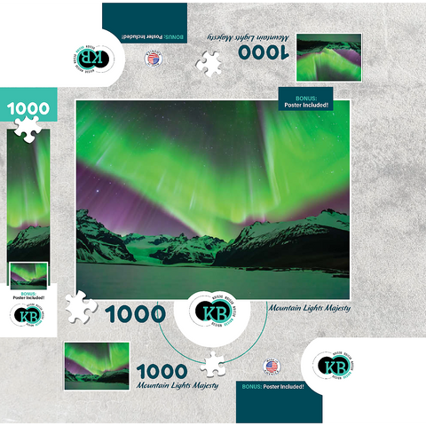 Nature Photography: Northern Lights Mountain Lights Majesty 1000 Jigsaw Puzzle box 3D Modell