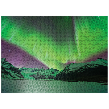 puzzleplate Nature Photography: Northern Lights Mountain Lights Majesty 500 Jigsaw Puzzle