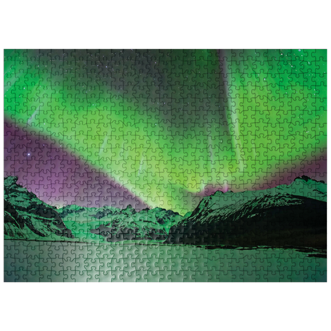 puzzleplate Nature Photography: Northern Lights Mountain Lights Majesty 500 Jigsaw Puzzle