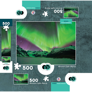 Nature Photography: Northern Lights Mountain Lights Majesty 500 Jigsaw Puzzle box 3D Modell