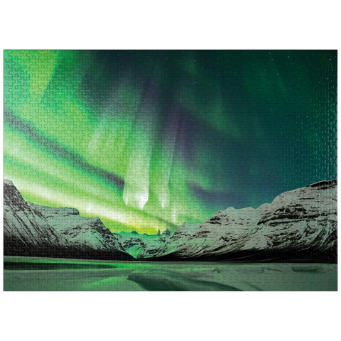 puzzleplate Nature Photography: Northern Lights Psychedelic Tundra 1000 Jigsaw Puzzle