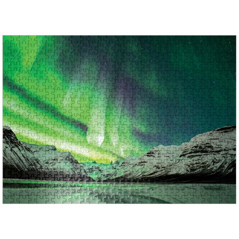 puzzleplate Nature Photography: Northern Lights Psychedelic Tundra 500 Jigsaw Puzzle