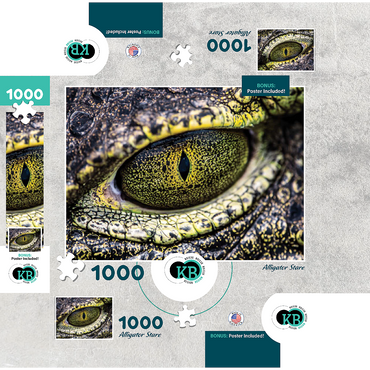 Macro Photography: Alligator Stare Reptile Eye 1000 Jigsaw Puzzle box 3D Modell