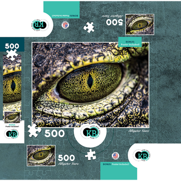 Macro Photography: Alligator Stare Reptile Eye 500 Jigsaw Puzzle box 3D Modell