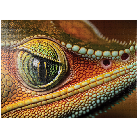 puzzleplate Macro Photography: Curious Chameleon Reptile Eye 1000 Jigsaw Puzzle