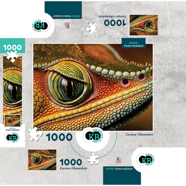 Macro Photography: Curious Chameleon Reptile Eye 1000 Jigsaw Puzzle box 3D Modell