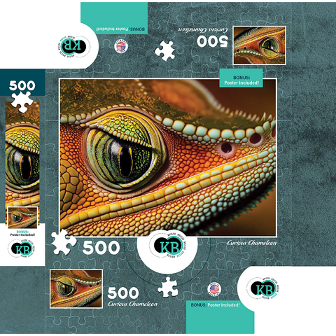 Macro Photography: Curious Chameleon Reptile Eye 500 Jigsaw Puzzle box 3D Modell