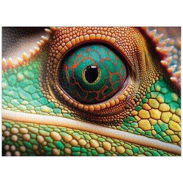 puzzleplate Macro Photography: Inquisitive Chameleon Reptile Eye 1000 Jigsaw Puzzle