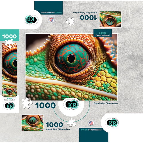 Macro Photography: Inquisitive Chameleon Reptile Eye 1000 Jigsaw Puzzle box 3D Modell