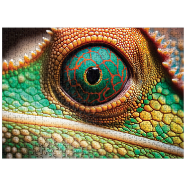 puzzleplate Macro Photography: Inquisitive Chameleon Reptile Eye 500 Jigsaw Puzzle