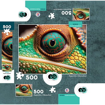 Macro Photography: Inquisitive Chameleon Reptile Eye 500 Jigsaw Puzzle box 3D Modell