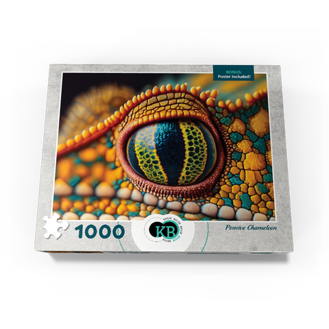 Macro Photography: Pensive Chameleon Reptile Eye 1000 Jigsaw Puzzle box view3