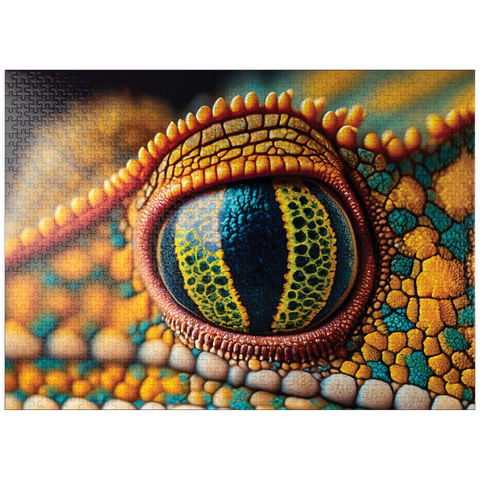 puzzleplate Macro Photography: Pensive Chameleon Reptile Eye 1000 Jigsaw Puzzle