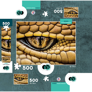 Macro Photography: Sly Stare Snake Reptile Eye 500 Jigsaw Puzzle box 3D Modell