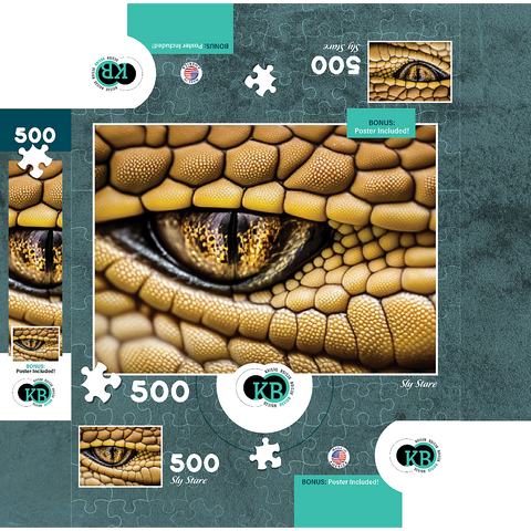 Macro Photography: Sly Stare Snake Reptile Eye 500 Jigsaw Puzzle box 3D Modell