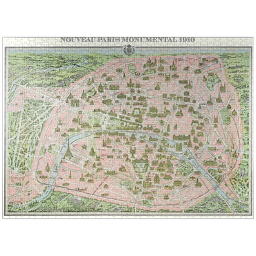 puzzleplate Piatnik: City map of Paris 1910 1000 Jigsaw Puzzle