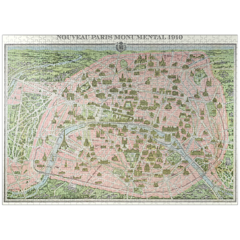 puzzleplate Piatnik: City map of Paris 1910 1000 Jigsaw Puzzle