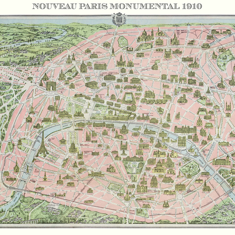 Piatnik: City map of Paris 1910 1000 Jigsaw Puzzle 3D Modell