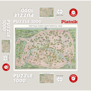 Piatnik: City map of Paris 1910 1000 Jigsaw Puzzle box 3D Modell