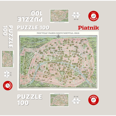 Piatnik: City map of Paris 1910 100 Jigsaw Puzzle box 3D Modell