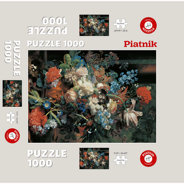 Piatnik: Bouquet of flowers in front of a park landscape 1000 Jigsaw Puzzle box 3D Modell