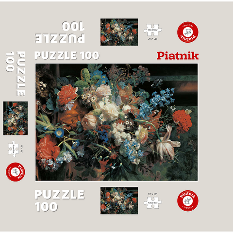 Piatnik: Bouquet of flowers in front of a park landscape 100 Jigsaw Puzzle box 3D Modell