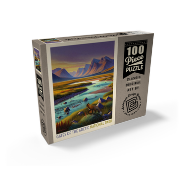 Gates Of The Arctic National Park: Twilight Fox, Vintage Poster 100 Jigsaw Puzzle box view2