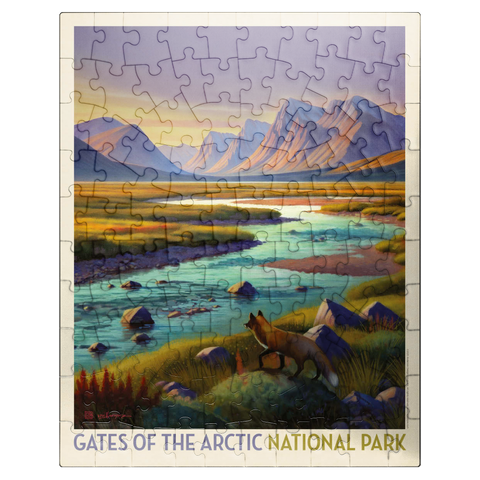 puzzleplate Gates Of The Arctic National Park: Twilight Fox, Vintage Poster 100 Jigsaw Puzzle