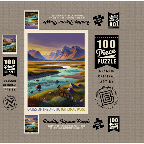 Gates Of The Arctic National Park: Twilight Fox, Vintage Poster 100 Jigsaw Puzzle box 3D Modell