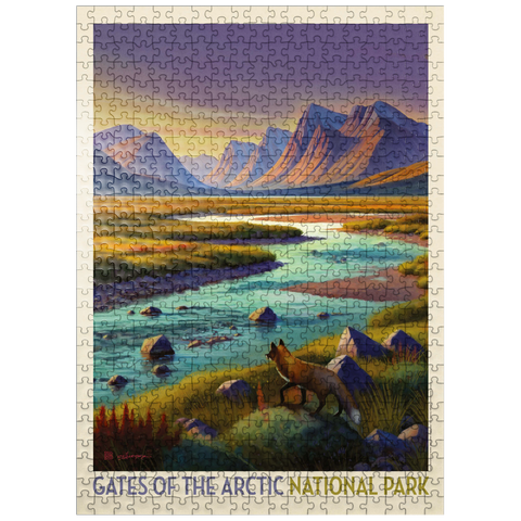 puzzleplate Gates Of The Arctic National Park: Twilight Fox, Vintage Poster 500 Jigsaw Puzzle