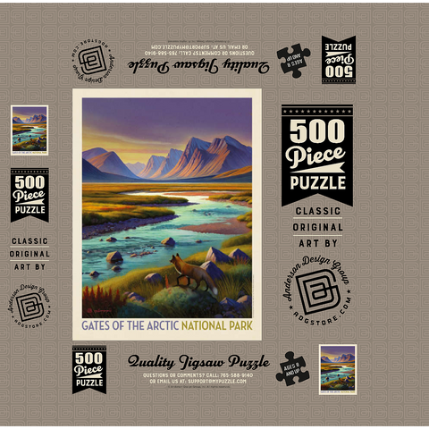 Gates Of The Arctic National Park: Twilight Fox, Vintage Poster 500 Jigsaw Puzzle box 3D Modell